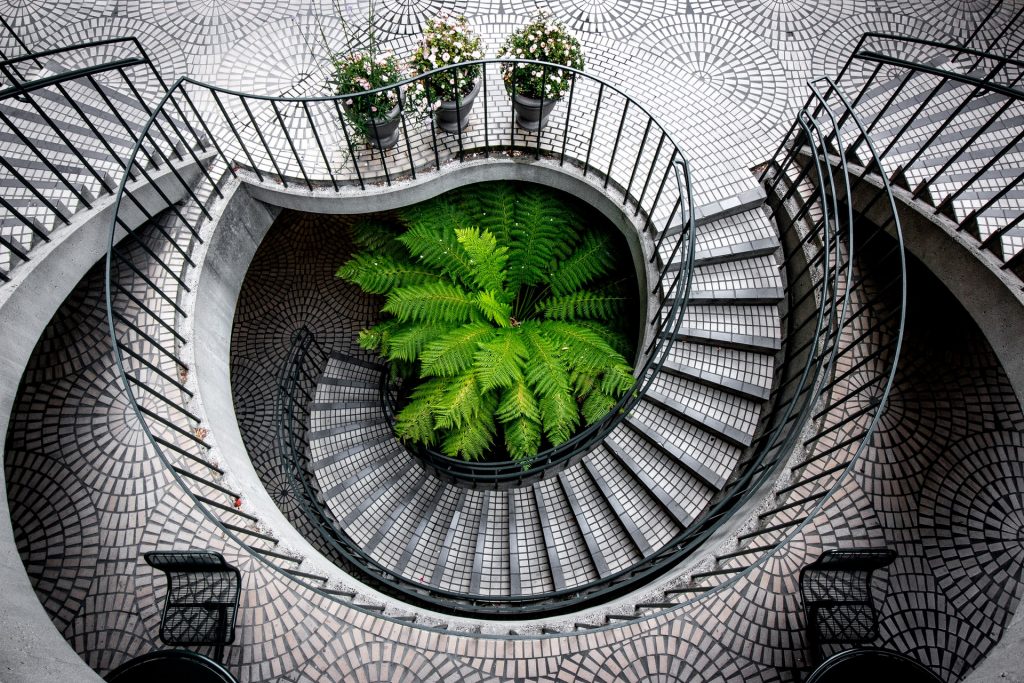 Mosaic Curved Stairs Design